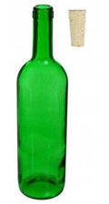 Bottiglia di vino in vetro Bottiglie per vino 750ml VERDE + tappo conico natu...