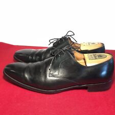 Scarpe Fratelli Peluso Barneys New York US taglia 11 pelle nera punta liscia detriti