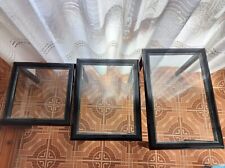 Set tre tavolini vintage legno laccato nero piano vetro staccabile non incollato