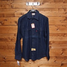 Camicia LEVI'S STA PREST SLIM FIT tg. L Nuovo (SA1322) Blu Uomo Dead Stock