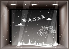 Vetrofania natale renne babbo natale palle di neve adesivi vetrine sticker casa