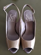 Sgn Giancarlo Paoli Sandali N. 36 Vernice Nocciola Tacco 10 Plateau 2 Cm