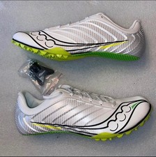 Saucony Uomo Spitfire 5 Tacchetti Uomo Running Pista Bianco Slime Taglia 11 1/2 Nuovi