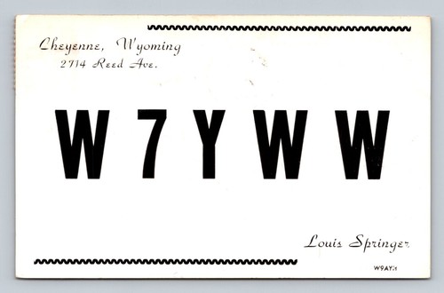 Ham radio qsl w7yww cheyenne - ham,