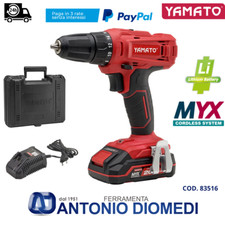 ✅Yamato Trapano Avvitatore 20V Batteria 2Ah Litio 2 Velocità Set Punte e Inserti