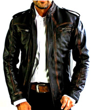 Giacca pelle nera uomo moto