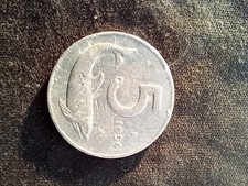5 lire Delfino/timone 1954 con
