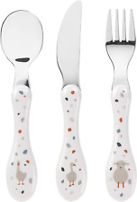 Set Di Posate per Bambini 3 Pezzi Cucchiaio Forchetta Coltello, plastica+acciaio