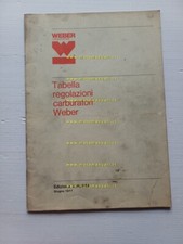 WEBER manuale officina Tabella Regolazioni Carburatori auto 1977 originale