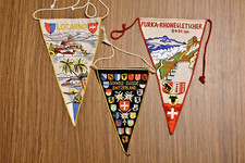 Svizzera- Bandierine tessuto auto-moto-Vespa vintage anni '60