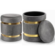 Set 2 Pouf Contenitore Grigio