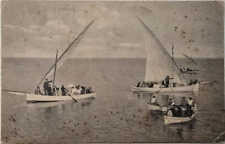 Cartolina 1909 Capri Napoli barche a vela e scialuppe / piccola viaggiata