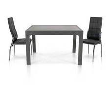 TAVOLO RETTANGOLARE ALLUNGABILE PIANO IN VETRO GAMBE METALLO MODERNO