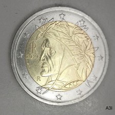 Moneta da 2 euro Dante Alighieri 2019 con Errore di conio