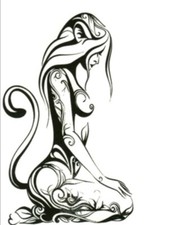 Tatuaggio temporaneo donna gatto nero pelle / Temporary tattoo cat woman skin