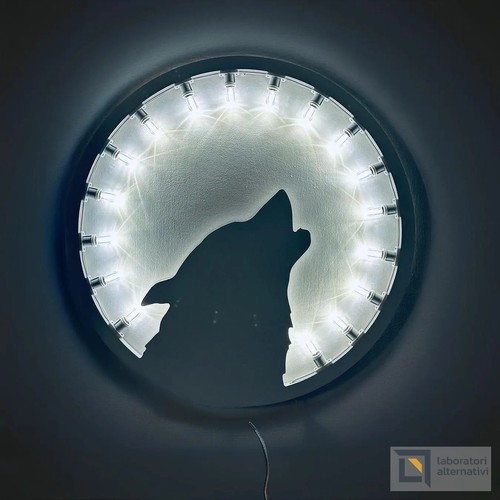 Lampada parete lupo legno - parete,