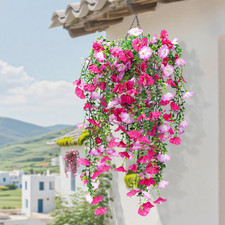 Edera Finta Con Fiori Piante, 77CM Ghirlanda Di Edera Artificiale, 3 Pezzi Vite 