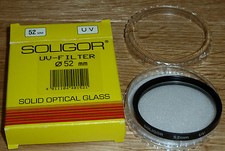 FILTRO UV (1A) SOLIGOR DIAMETRO 52 mm NUOVO SCATOLA SOLID OPTICAL GLASS PERFETTO