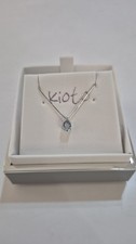COLLANA ACQUAMARINA E DIAMANTE KIOTO Oro Bianco 9 Karati 375% Catena Veneziana