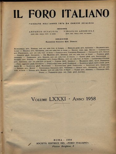 Foro italiano 1958 aa vv - foro,