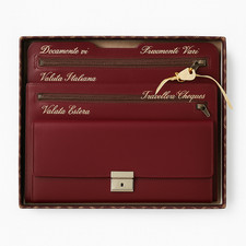 Portadocumenti da viaggio vintage anni '60 in pelle con chiave e scatola raro