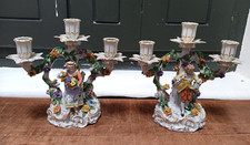 ANTICA COPPIA CANDELIERI IN PORCELLANA PRIMI ANNI '900