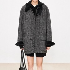 Giacca cappotto corto THE ROW donna fantasia lana vento velluto a coste colletto