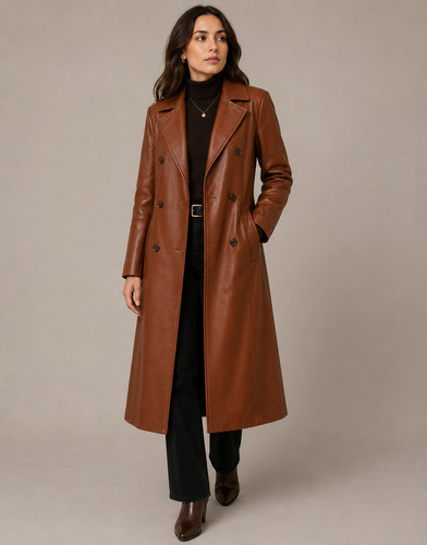 Trench lungo donna pelle - , di