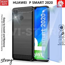 Cover per HUAWEI P Smart 2020 Tpu Custodia CARBON FIBER armor + Pellicola VETRO 