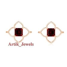 Gemma Naturale Di Granato Con Gemelli In Argento Placcato Oro Rosa 14K #1190