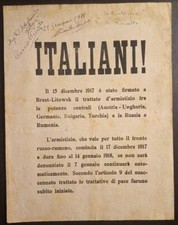 1917 manifesto trattato d'armistizio di Brest-Litowsk per il fronte Russo-Rumeno