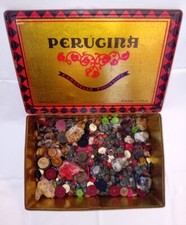 Grande Collezione Lotto Vecchi Bottoni Vintage con Scatola Metallo