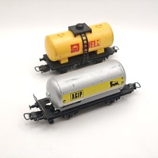 Lotto 2 carri cisterna Lima H0 2702 Shell giallo + 2703 Agip argento vintage 60'
