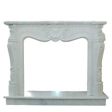 Camino Decorato in Marmo di Carrara Italian Classic Fireplace Mantel Art L150cm