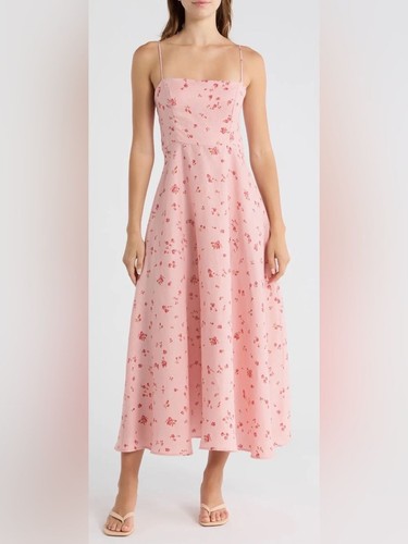 Maxi abito rosa - , floreale