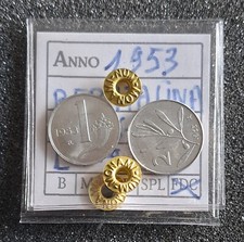 MONETE ITALIA - COPPIA 1 E 2 LIRE ITALIA REPUBBLICA IN FDC ANNO 1953