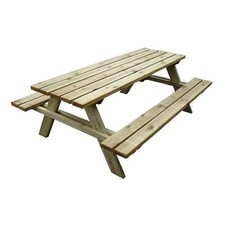 Tavolo da giardino in legno impregnato 200x148 h.70 cm. set picnic con panchine
