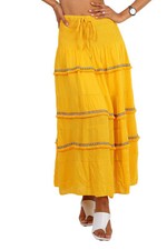 Abito vestito svasato donna gonna lunga estivo etnico misto cotone new 3001 .