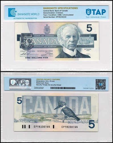 Canada dollari 1986 p - canada, 5