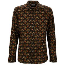 MOSCHINO Chitarra Sassofono Rosa Stampa Cotone Camicia Nero 40 M