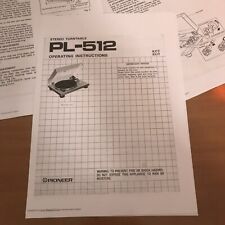 Pioneer PL-512 PL512 - Stereo Turntable Giradischi Vintage MANUAL  PDF