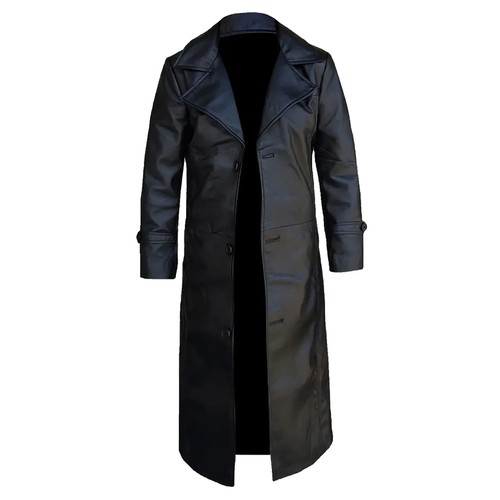 Trench coat uomo pelle nera - trench,