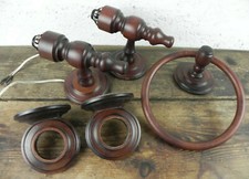 Lotto 2 APPLIQUE DA PARETE in legno + Accessori Bagno Porta asciugamano VINTAGE