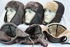 3 Colori 100% Vera pelle di Pecora Montone Hat Cacciatore Ushanka Inverno S-3XL