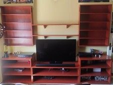 Parete attrezzata in legno tutta componibile da 6 mobili + 2 mensole regolabili