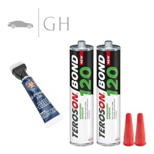 KIT / SET  2X COLLA SILICONE SIGILLANTE ADESIVO + PRIMER PARABREZZA / LUNOTTO