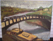 Dipinto olio ponte - , passerella