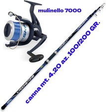 kit pesca surfcasting canna con mulinello 7000 e filo azione gr. 100/200 mt. 4,2