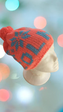 Berretto Colmar arancione e azzurro. Cappello bimbo unisex 100% madel in italy