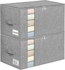 2 Pezzi Scatole per Armadio Rigide, 60L Contenitori Sottoletto Con 3 Maniglie E 